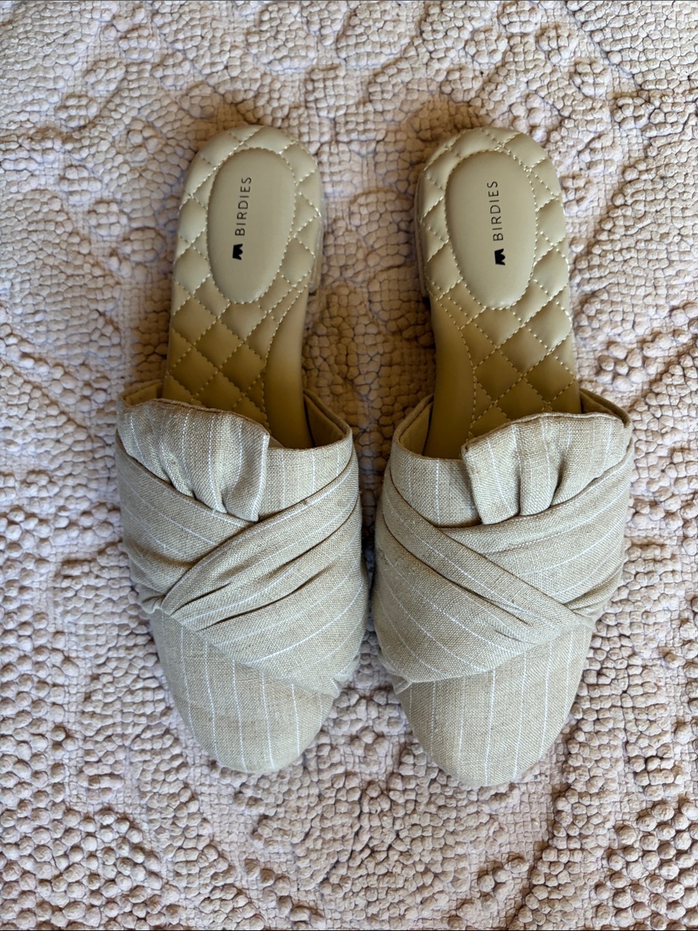 Birdies The Songbird Linen Stripe Mule Slides Natural Stripe Size 7.5 - Picture 3 of 11